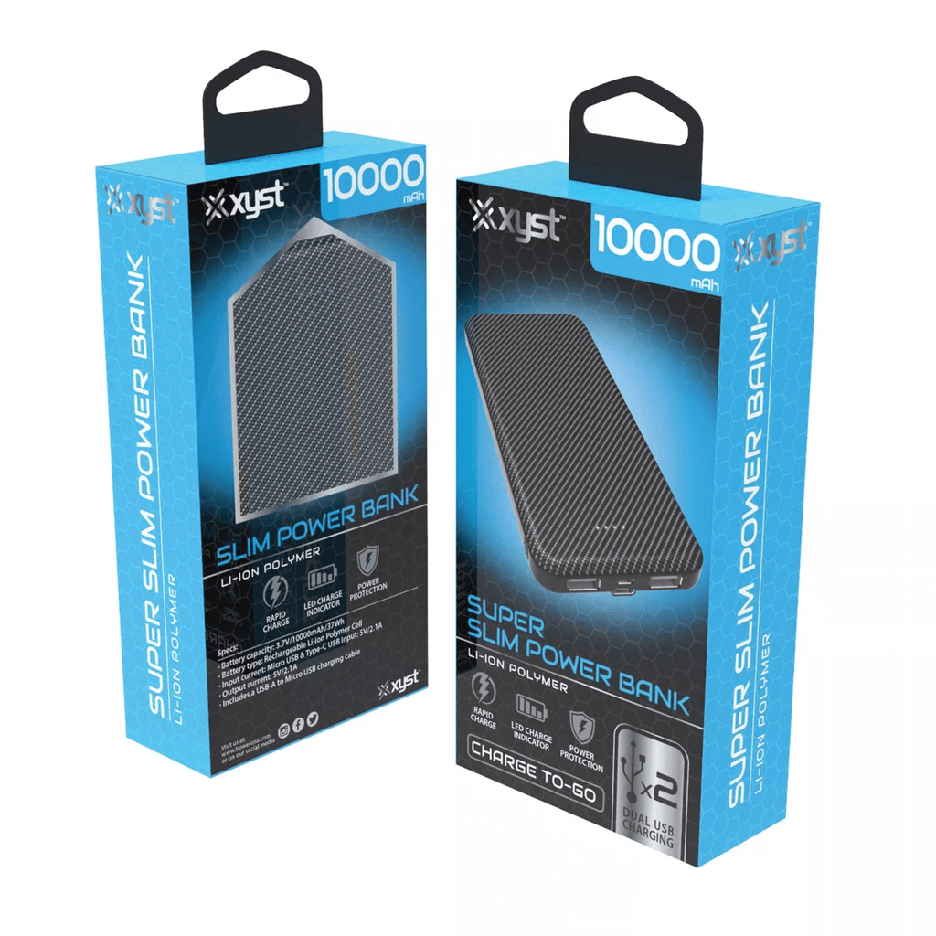 Xyst Super Slim 10000mAh Dual USB Power Bank